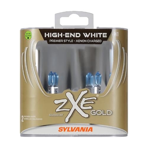 SYLVANIA - H1 SilverStar zXe GOLD High Performance Halogen Headlight Bulb - Headlight & Fog Light, Bright White Light Output, Best HID Alternative, Xenon Charged Technology (Contains 2 Bulbs)