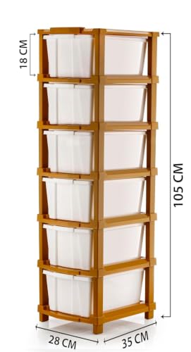 Image of AVZEEGO 6XL Plastic Modular Drawer System for Home, Office, Hospital, Parlor, School, Doctors, Home and Kids, Product Dimension When assembeled (28cmx35cmx105 cm) (White, 6 LayeR)