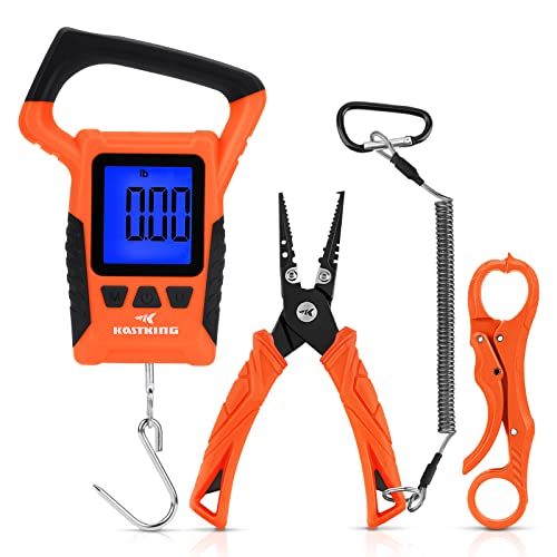 Kastking Fish Scale, Fishing Pliers And Lip Grip Combo, 7” Stainless Steel Pliers, 2.5” Display Wideview Fishing Scale, 110 Lbs/50 Kg, Waterproof And Floating #TOP24