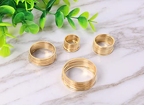 Shapenty 4 Sizes 15Mm 20Mm 25Mm 30Mm Brass Hollow Circle Pendant Charm Links Open Bezel Frames Connectors Round Beading Hoop Earrings For Necklace Bracelet Jewelry Making Resin Craft, 48Pcs (Kc Gold) #TOP3
