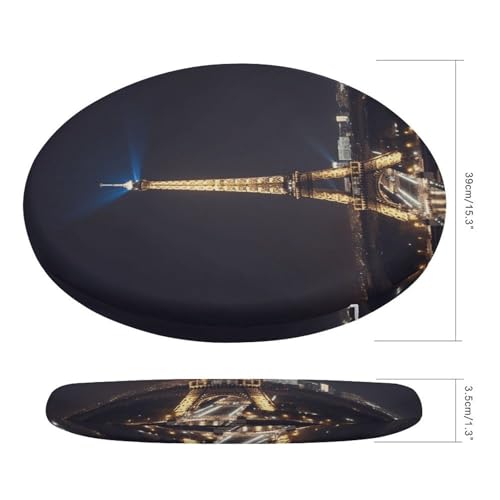 Cojín redondo París Torre Eiffel de 39 cm con funda extraíble para silla 3