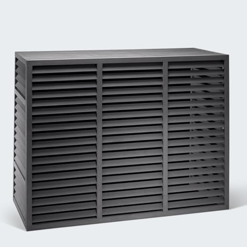 EVOLAR Evo- Cover Abdeckung/ Verkleidung für Klimaanlage und Wärmepumpe für Außengerät Garten Balkon- Schutzgitter/ Sichtschutz aus WPC mit Lamellen- Modell: XL, Farbe: CHARCOAL GREY-4