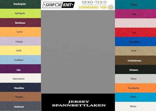 EXKLUSIV HEIMTEXTIL Jersey Spannbettlaken 200 x 220 cm Grau 100% Baumwolle Öko - Tex Zertifiziert Bed-Sheet Bettlaken Spannbetttuch