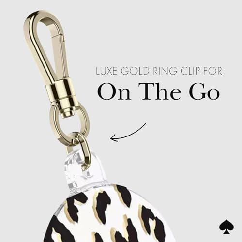Image of kate spade new york AirTag Holder with Gold Ring Clip - City Leopard | Stylish, Anti-Scratch, and Protective Case for Apple AirTag - Attaches Securely to Bags, Luggage, Keys, Purse, Totes & More