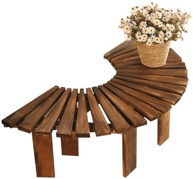 Semicircular Wooden Garden Bench for Two - Outdoor Seating for Tree Areas, Patio, Deck Decor, Perfect for Relaxing and Entertaining Guests