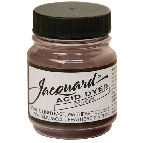 Jacquard Acid Dye 1/2oz Jar Brown - Acid Dye for Wool, Silk, Alpaca, Feathers, Cosplay Wigs and Nylon - Powder Wool Dye for Full Coverage Dyeing - Vibrant Acid...