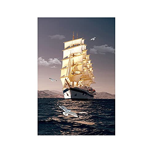 Broderie Diamant Voilier 60x140cm anti-stress pour loisir créatif relaxant