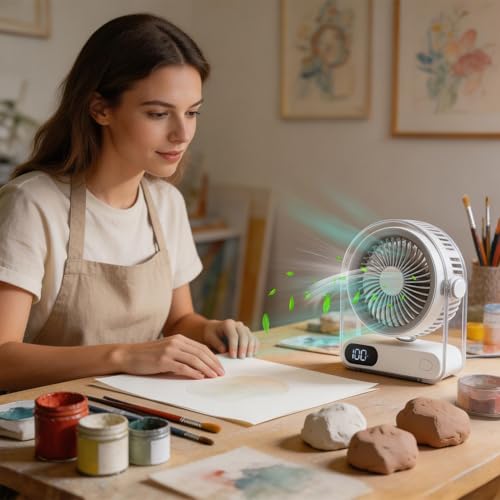 Ventilateur de Bureau Mini USB avec 5 Vitesses et Affichage Numérique