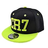 WULIAN Klassische Kinder Cr7 Stickerei Baseball Caps Cristiano Ronaldo Snapback Hip Hop Hut für Kinder, grün, 50-55 cm