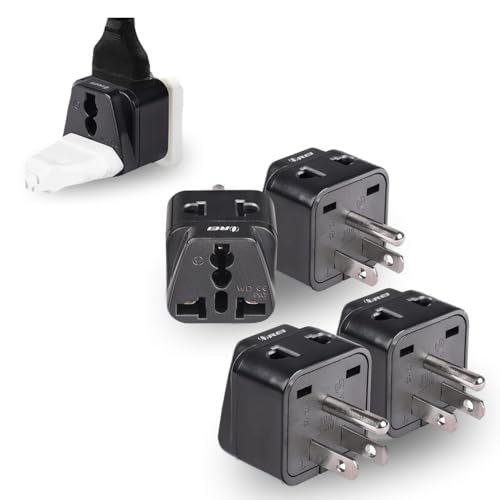 OREI India US Converter Plug, India to US Adapter, Philippines & More - Type B Plug - 2 in 1 - Perfect for Laptop, Camera Charger and More - CE, RoHS - 4 Pack - Black - 5 Years Warranty