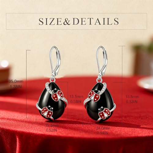 Image of TIGER RIDER Bee /Butterfly /Scorpion /Cactus /Leaf /Beetle 925 Sterling Silver French Clasp Leverback Earrings Amber /Crystal /Citrine /Moonstone /Obsidian /Jade /Rose quartz Pendant Jewelry Gift for Women