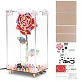 PEMENOL LED Flower Soldering Project Kit, DIY Rose Kit with Acrylic Case, Flashing Lights, Built-in Musics Electronics Project, Anniversary Present for Lover, Girlfriend, Wife, Mother's Day