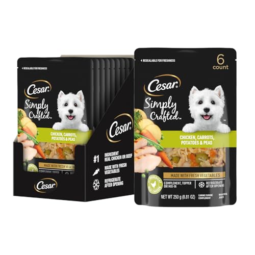 Cesar Simply Crafted Chicken Carrots Potatoes & Peas Wet Dog Food Complement 8.82 oz. Pouch (6 Count)
