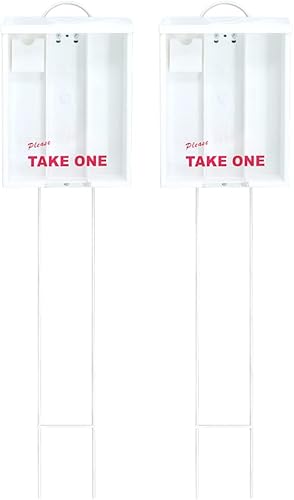 Miniatura 6 de Caja de folletos de bienes raíces para exteriores, estaca adjunta para patio, capacidad para 250 documentos de 8.5 x 11 pulgadas y 60 tarjetas de