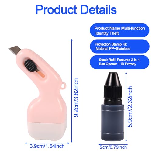 3pcs Guard Your ID Stamp Roller with 3pcs Refill Inks, 2-in-1 Box Opener and Identity Privacy Theft Protection Security Name Address Data Defender Roller Multipurpose Confidential Stamp Protector - Thumbnail 3