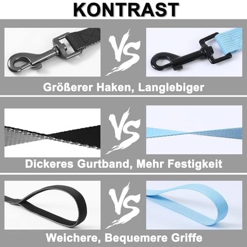 Demigreat Schleppleine für Hunde, 1.5m / 3m / 5m Robuste Lange Hundeleine Trainingsleine mit Gepolsterter Griff und handschlaufe, Ausbildungsleine für Kleine bis Große Hunde