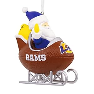 Hallmark NFL Los Angeles Rams Santa Football Sled Christmas Ornament, Multi Color (0001OSL2161)