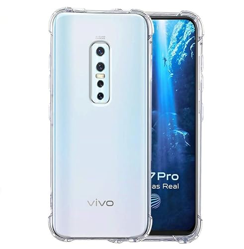 Image of Lustree Compatible with vivo V17 Pro Back Cover| Clear + TPU Case with 4 Corner Air Cushion Protection & Camera Protection | Slim& Stylus Cover for vivo V17 Pro