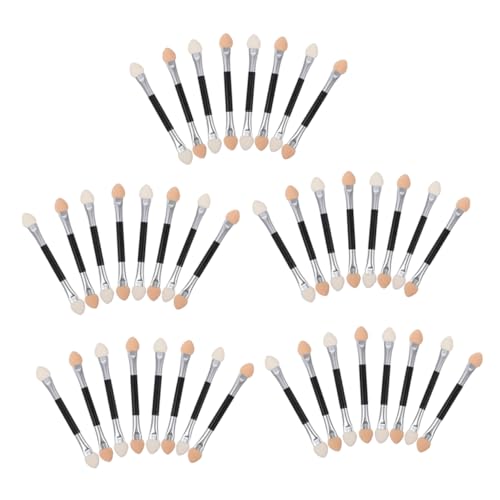 PartyKindom 40Pcs Double Sided Eye Makeup Brush Disposable Applicators for Easy Application Long Handle Cosmetic Brushes for Eyeshadow for Makeup Lovers and Beginners