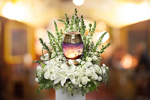 Image of Sunset Cremation Urn for Ashes for Women - Personalized Cremation Urns for Human Ashes Adult Female Decorative Urns - Beautifully Handcrafted Cross Urn