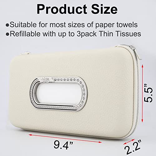 Cartisen Car Tissue Holder, Sun Visor Napkin Holder, Car Visor Tissue Holder, Luxury PU Leather Backseat Tissue Case Holder (Beige) by Cartisen - Used condition - Image 3