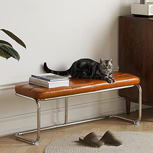 Banc à chaussures en cuir PU avec rangement et base en métal robuste