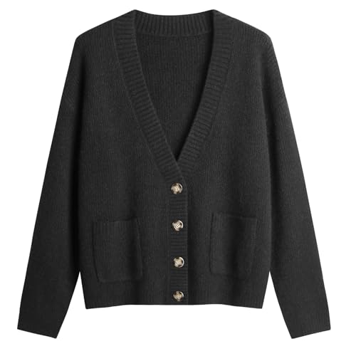 Image of Women's Knit Cardigans Open Front Long Sleeve V Neck Button Down Loose Cardigan Sweaters Cable Knit Outwear Coats