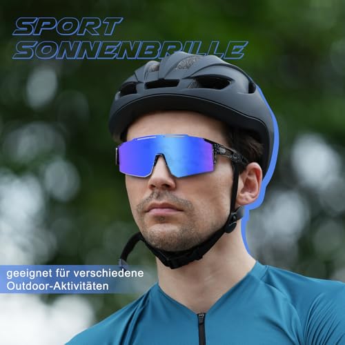 Foto von OULIQI Fahrradbrille Polarisierte Sonnenbrille,Sportbrillen Herren Damen UV400 Sportbrille Schnelle Brille OutdoorSportarten Fischen Radfahren Laufen (1 Linse)