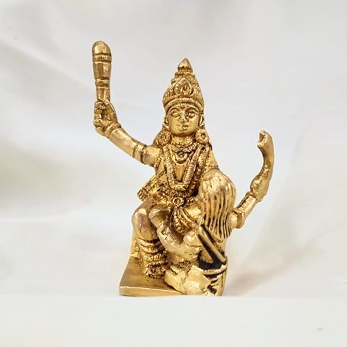 Figura de Diosa Hindú Maa Baglamukhi de Latón 3 pulgadas
