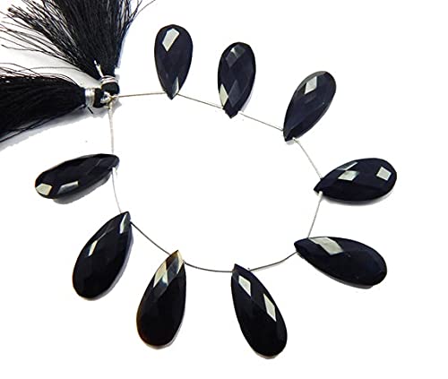 Onyx noir briolettes poire allongées pour création de bijoux fait main 14x29mm