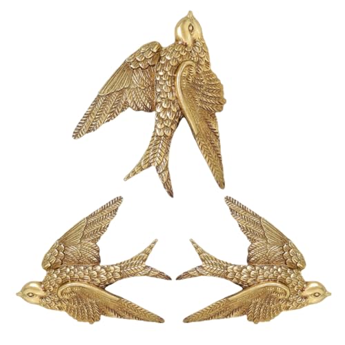 Sculpture murale hirondelle dorée en lot de 3 pour créer une ambiance poétique dans votre chambre