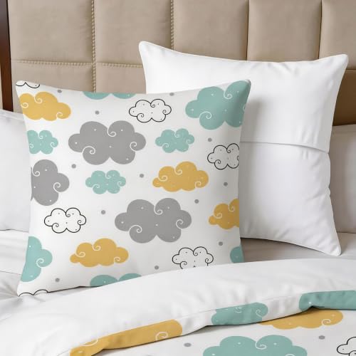 Housse de couette 200x220 impression 3D nuages colorés microfibre douce - 3