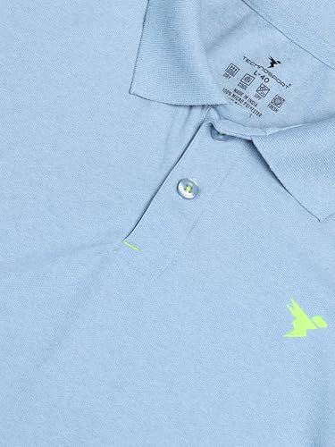 Image of TECHNOSPORT Men's Polyester Slim Fit Self-Design Short Sleeve Polo Matpiq T-Shirt with Anti Microbial, Techno Dry for Regular and Casual Use