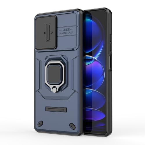 Image of CamShield Pro Case with Slide Camera Protection and 360 Protection Ring Stand Bumper Back Case Cover for Mi Redmi Note 12 Pro Plus 5G (Blue)