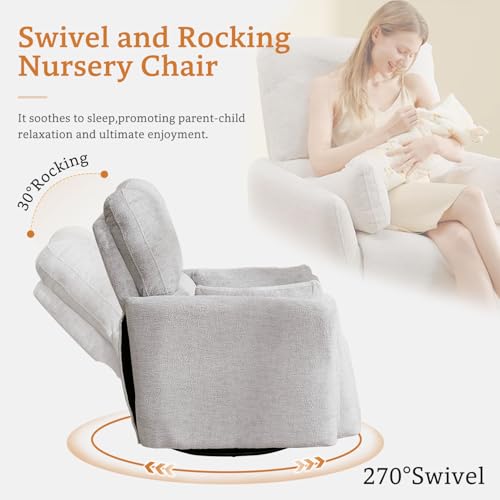 Sillón reclinable giratorio gris en gamuza miniatura 3