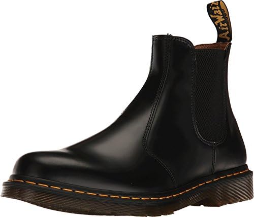 Dr. Martens Men's 2976 Yellow Stitch Smooth Chelsea Boots, Black Leather, 12 M UK, 13 M US