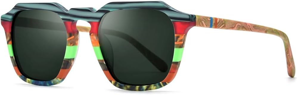 HEPIDEM Matte Acetate Vintage Retro Square Polarized Sunglasses for Men UV400 UV Protection Sun Glasses