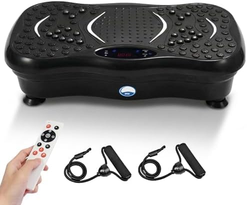 Title Vibration Plate Exercise Machine, 53×33×13 cm, Steel & ABS, 180W Motor, 5 Auto Modes, Remote Control, 120 kg Capacity, Home Fitness Vibration Platform with Non‑Slip Surface and Resistance Bands-image-47