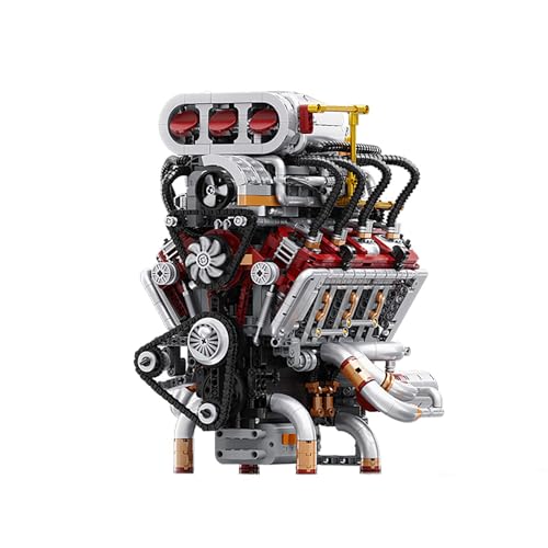 muuchuu Technik V8 - Kit di montaggio motore per adulti con V8, motore a pistone, MOC fai da te STEM hobby, giocattoli regali per bambini e ragazzi (2347 pezzi)