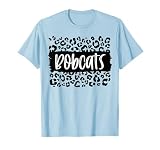 Bobcats Team Mascot School Spirit Game Night Leopard Print T-Shirt