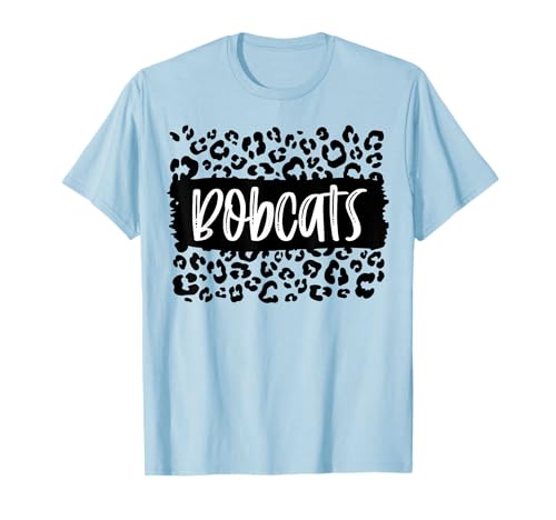 Bobcats Team Mascot School Spirit Game Night Leopard Print T-Shirt