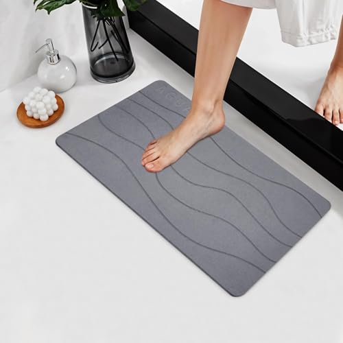 Alfombrilla de baño de piedra absorbente para salir de la ducha con pies secos 7