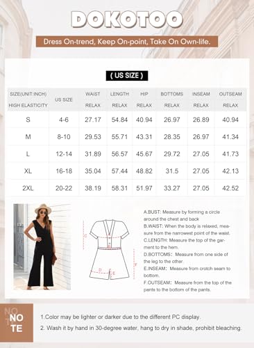Dokotoo Jumpsuit For Womens Dressy Casual Wrap V Neck One Piece Resort Wear 2024 Sleeveless Long Romper Open Back Elastic Waist With Pockets Outfits For Summer,Black Xx-Large thumb #4