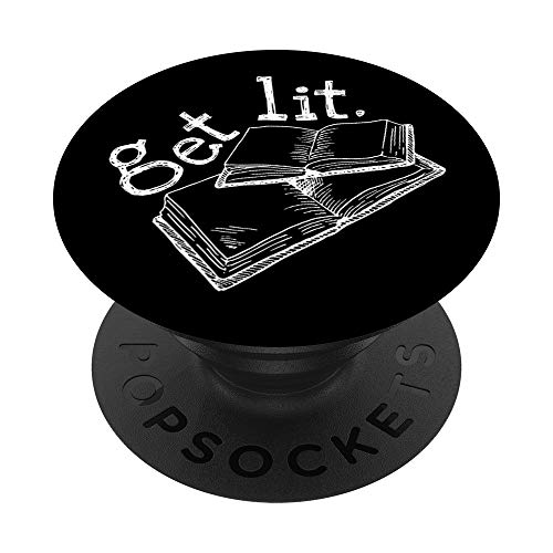 Book Lover Get Lit Funny English Major Writer Zip Sudadera con capucha PopSockets PopGrip Intercambiable