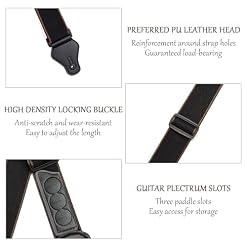 SYEYCW Noir Sangle de Guitare, Coton Tissée Sangle Guitare, avec 4 Médiators, 2 Verrous de Sangle en Caoutchouc et Adaptateur de Poupée à Boucle, pour Guitares Acoustique, Guitares Électrique, Basse - Les Beatles, Paul McCartney, John Lennon, RIngo Starr, George Harrison SYEYCW Noir Sangle de Guitare, Coton Tissée Sangle Guitare, avec 4 Médiators, 2 Verrous de Sangle en Caoutchouc et Adaptateur de Poupée à Boucle, pour Guitares Acoustique, Guitares Électrique, Basse – Image 3