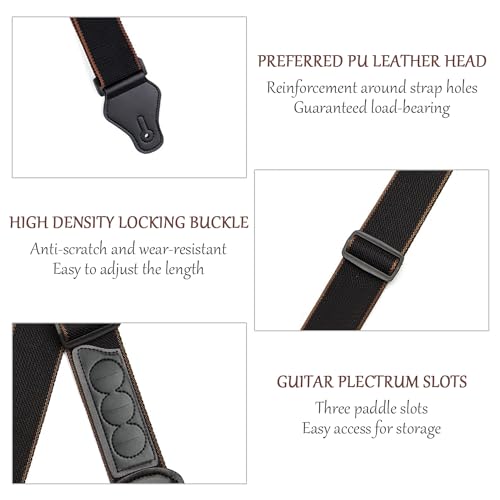 SYEYCW Noir Sangle de Guitare, Coton Tissée Sangle Guitare, avec 4 Médiators, 2 Verrous de Sangle en Caoutchouc et Adaptateur de Poupée à Boucle, pour Guitares Acoustique, Guitares Électrique, Basse - Les Beatles, Paul McCartney, John Lennon, RIngo Starr, George Harrison SYEYCW Noir Sangle de Guitare, Coton Tissée Sangle Guitare, avec 4 Médiators, 2 Verrous de Sangle en Caoutchouc et Adaptateur de Poupée à Boucle, pour Guitares Acoustique, Guitares Électrique, Basse – Image 4