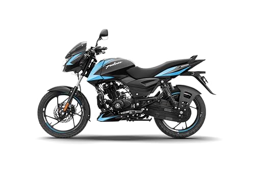 Image of Bajaj Pulsar 125 Disc Carbon Graphics Motorcycle, Single Seat, Ebony Black Cyan Blue, Booking for Ex-Showroom Price