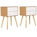 MAIMAITI Stolik nocny biały z 2 szufladami nowoczesny skandynawski design - 2 sztuki