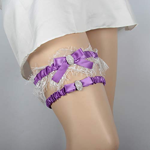 Image of White Lace Wedding Garters Bridal Garter Set for Women Bride Garters With something Blue