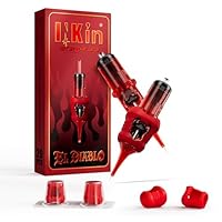 INKin Tattoo Nadeln 7RL mit Silikonschutz, 20 Stück #10 Bugpin 0,30mm Tattoonadeln mit Verlängerter 13mm Spitze und Strukturierter Oberfläche für Einen Gleichmäßigen Tintenfluss (EL Diablo 1007RL)